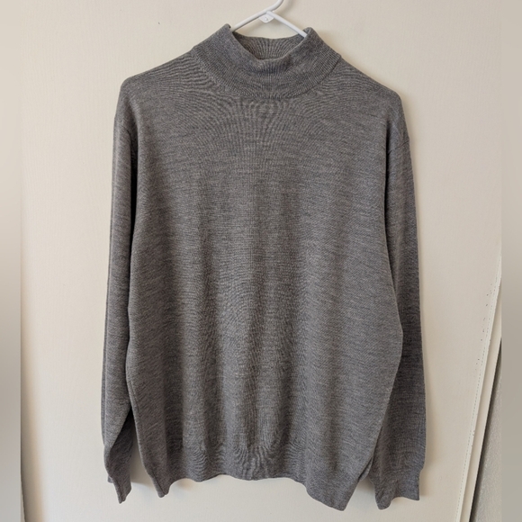 Paul Frederick Men Large 100% Extra Fine Merino Wool Sweater Gray Grunge Grandpa - Picture 1 of 7